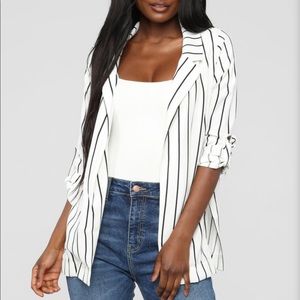 Black and White striped blazer